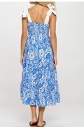 Athena Blue Paisley Tie Strap Dress By Meet Me In Santorini