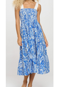 Athena Blue Paisley Tie Strap Dress By Meet Me In Santorini