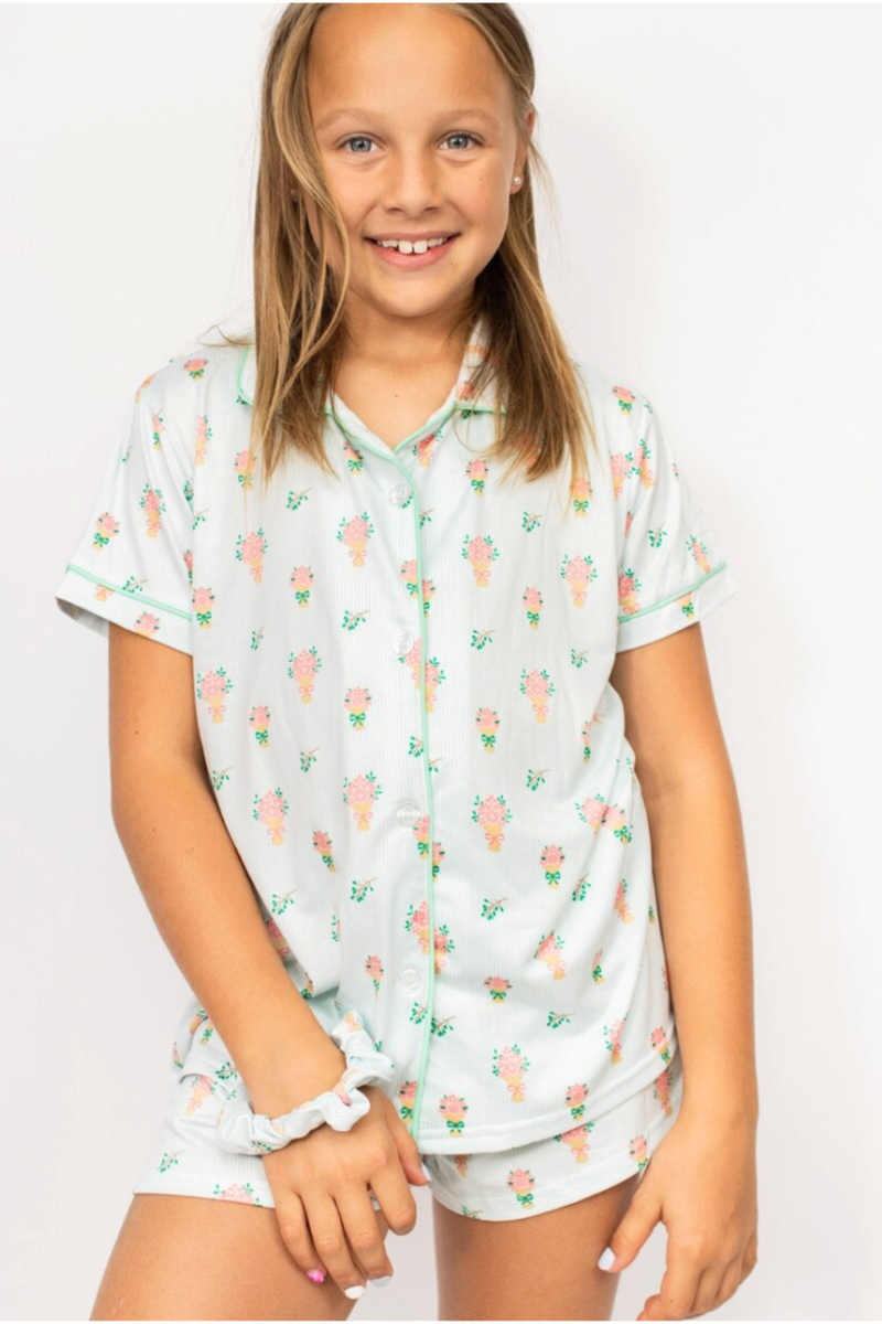 Girls Love Blooms Here Shorts Sleep Set