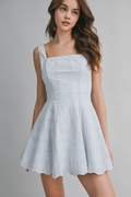 Lillian Embroidered Square Neck Line Mini Dress