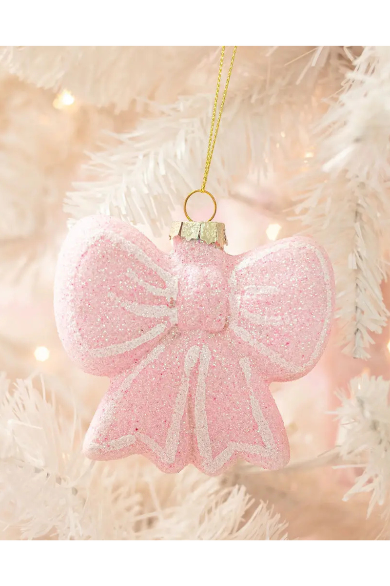 Blush & Sparkle Bow Christmas Ornament