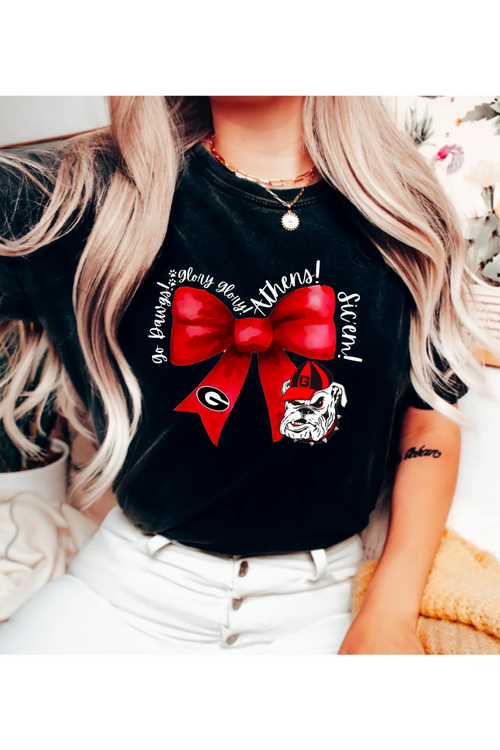Georgia Bulldogs Coquette Bow Graphic Tee
