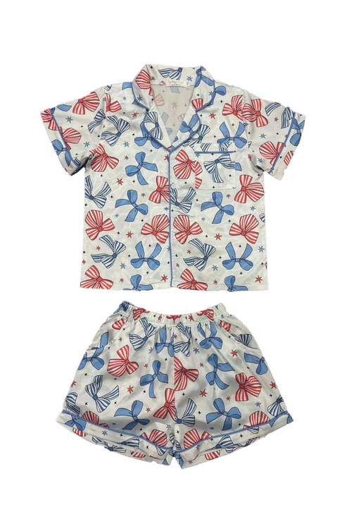 Tweenstyle Silky Short Set in Americana Bows Print