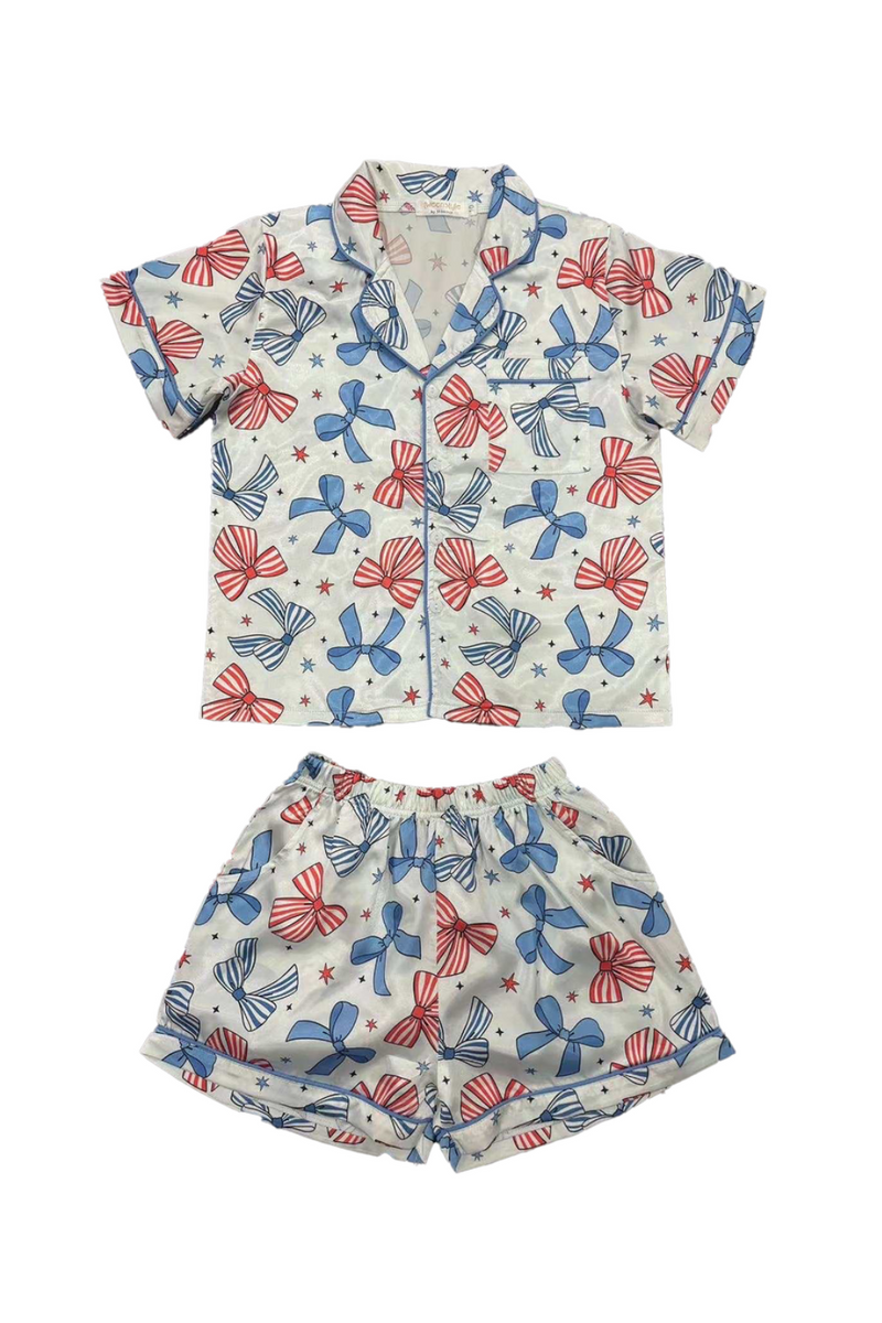 Tweenstyle Silky Short Set in Americana Bows Print