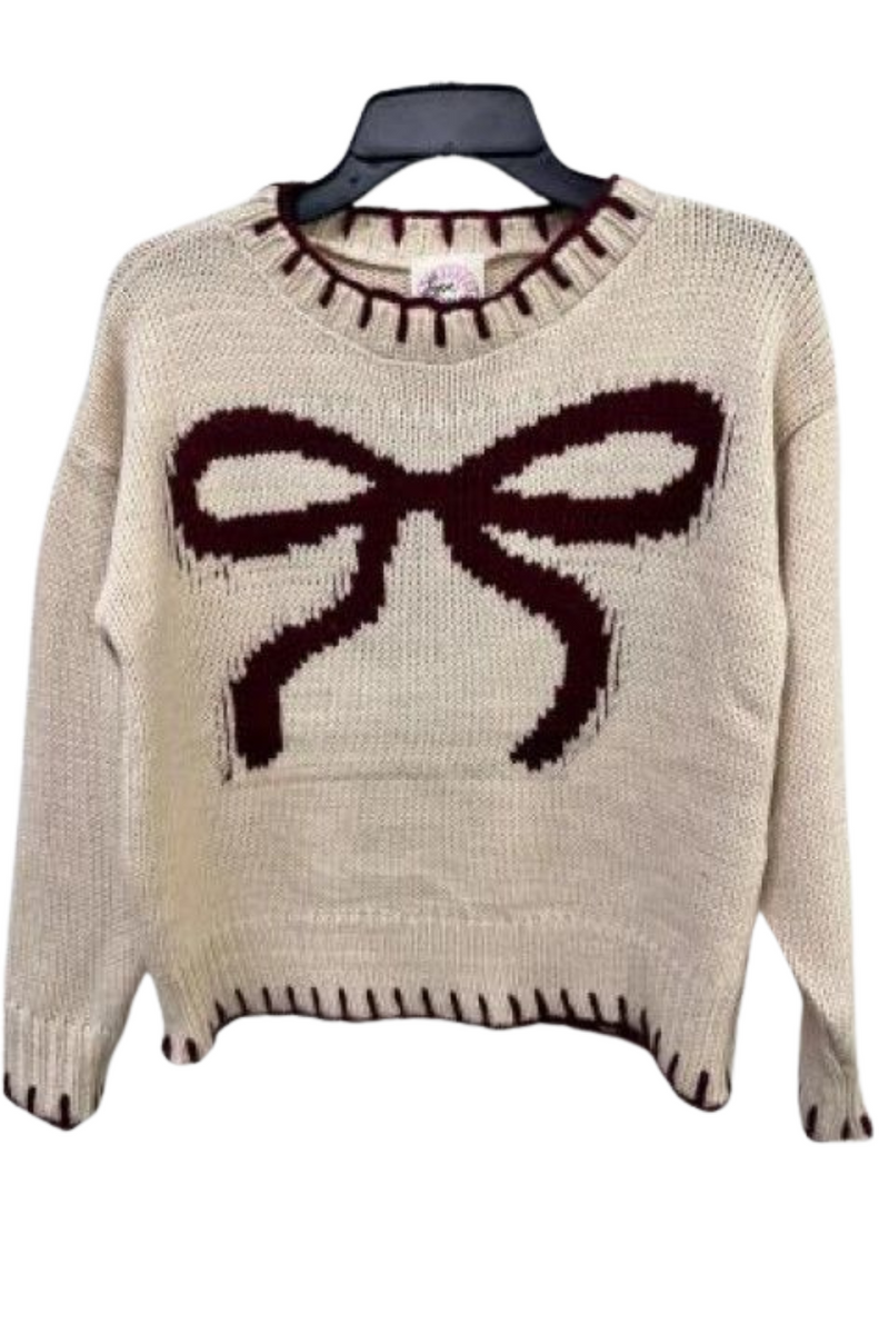 Stitched Bow Sweater By Love Daisy