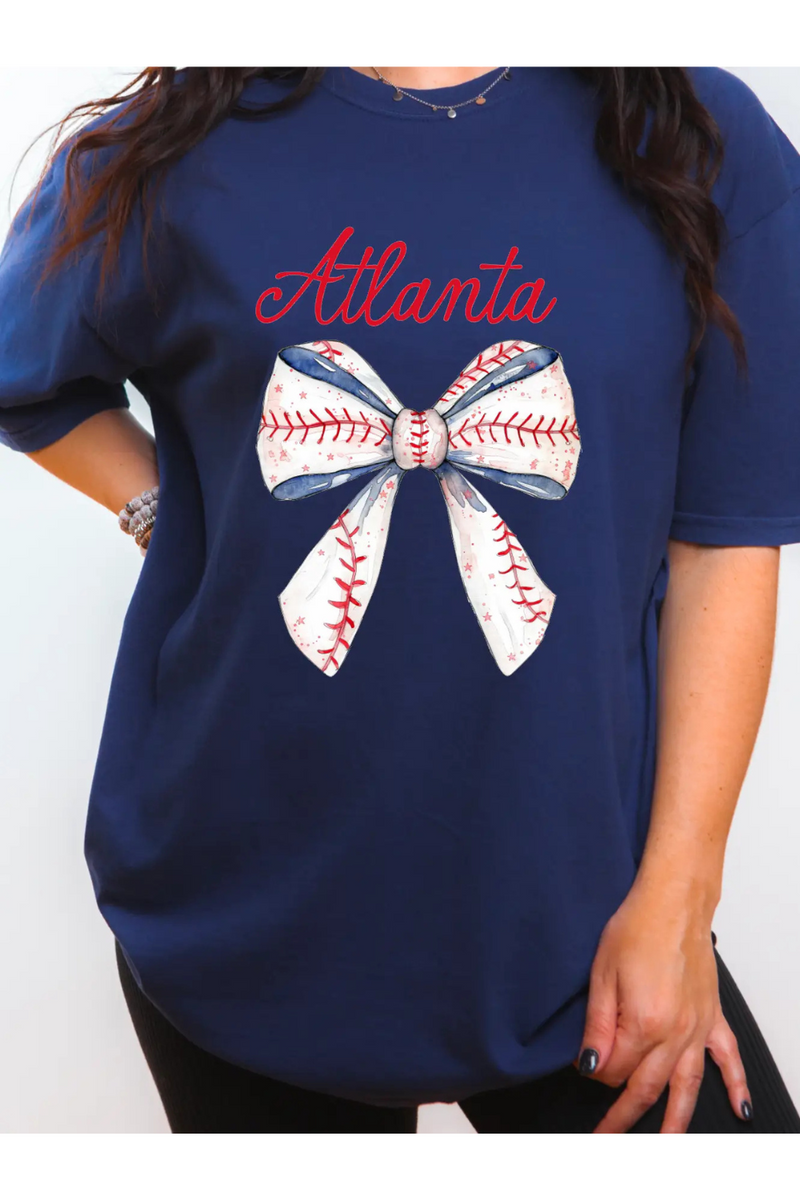 Atlanta Braves Baseball Coquette Bow T-Shirt
