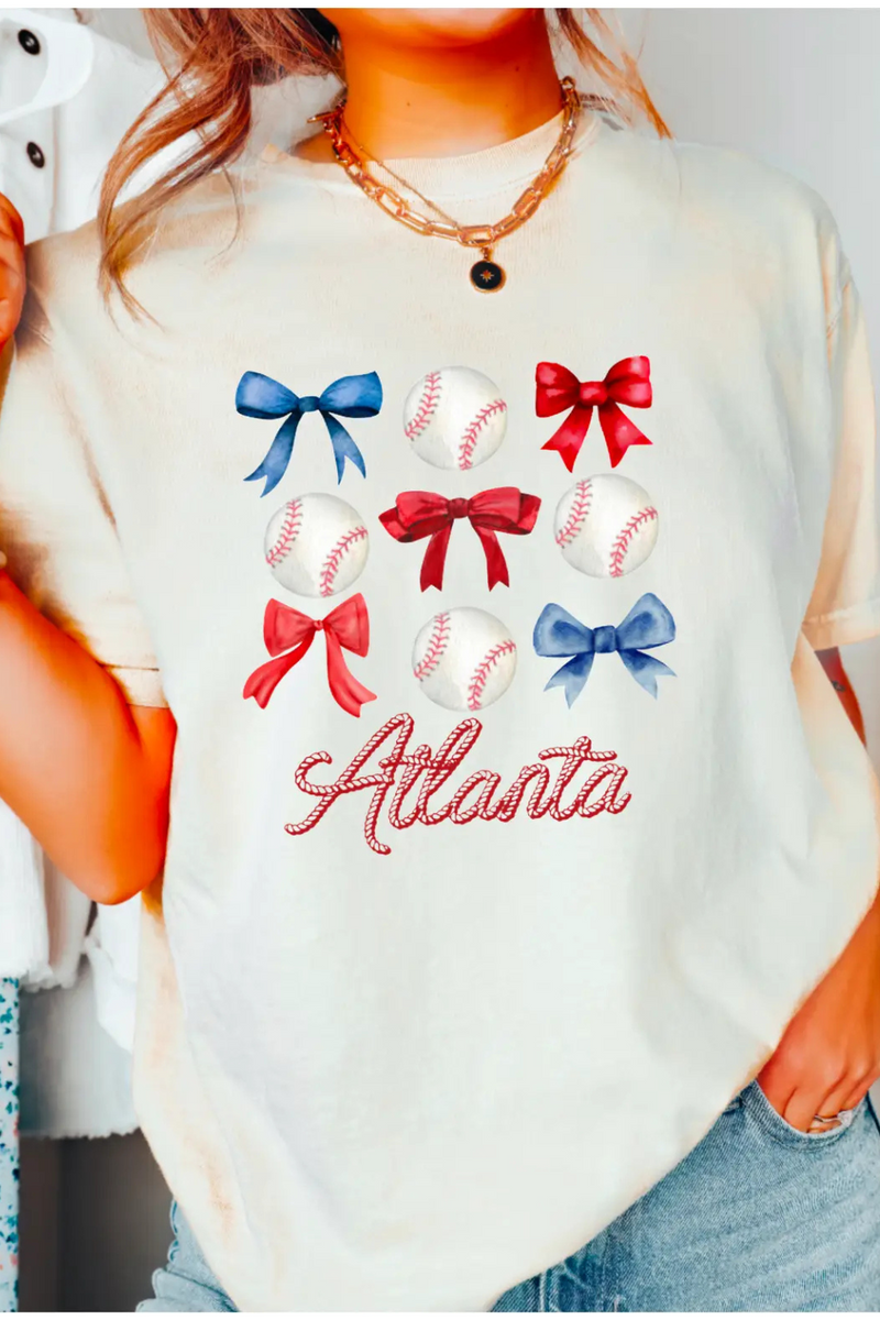 Coquette Bow Atlanta Braves T-Shirt