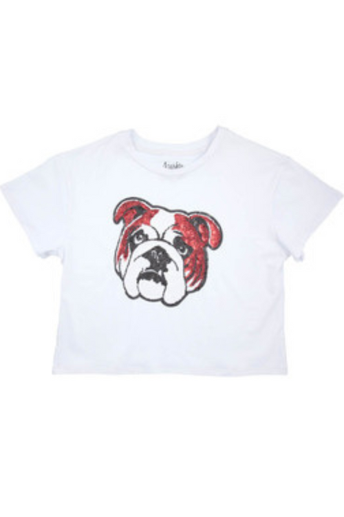 Girls Sequin Bulldog Boxy Tee