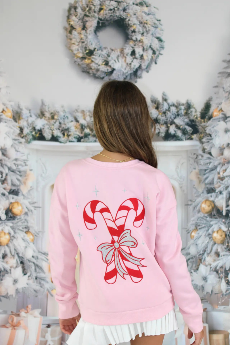 Candy Cane Club Embroidery Sweatshirt