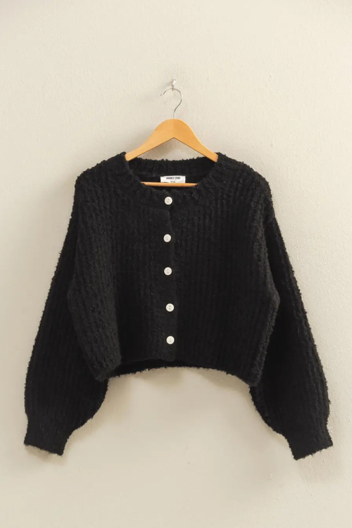 Fluffy Knit Button Up Cardigan