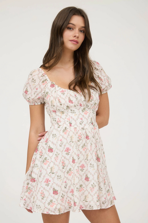 Floral Tie Back Mini Dress