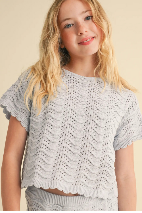 Girls Crochet Short Sleeve Top