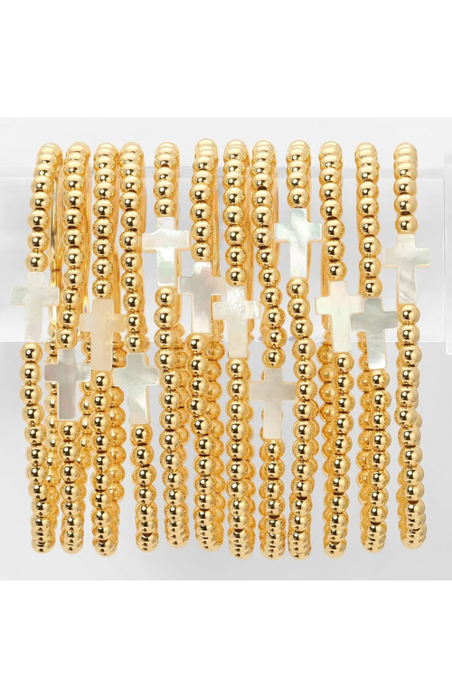 4mm Stretch Breaded Bracelet w/ Cross