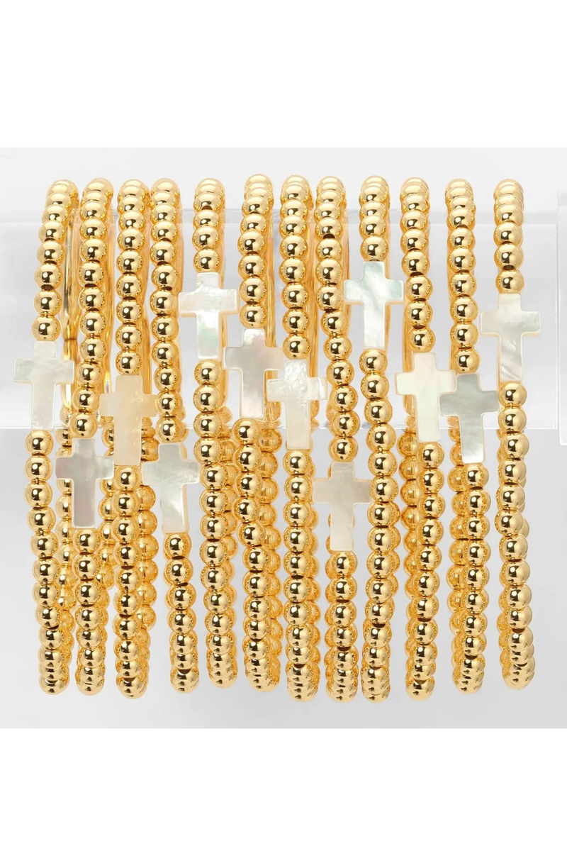 4mm Stretch Breaded Bracelet w/ Cross