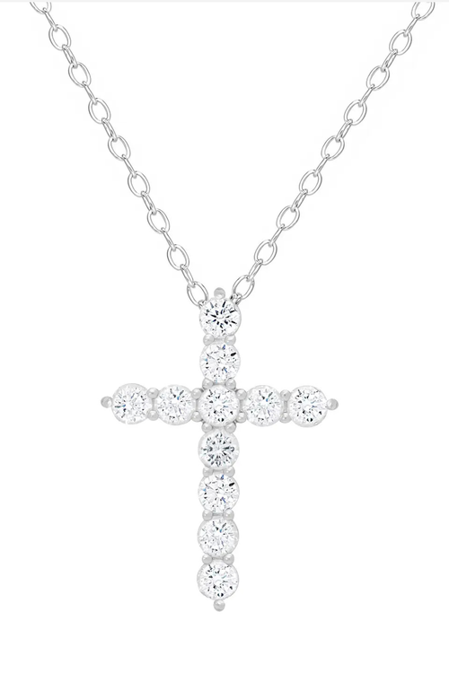 CZ Cross Necklace in Silver by Lily Nily