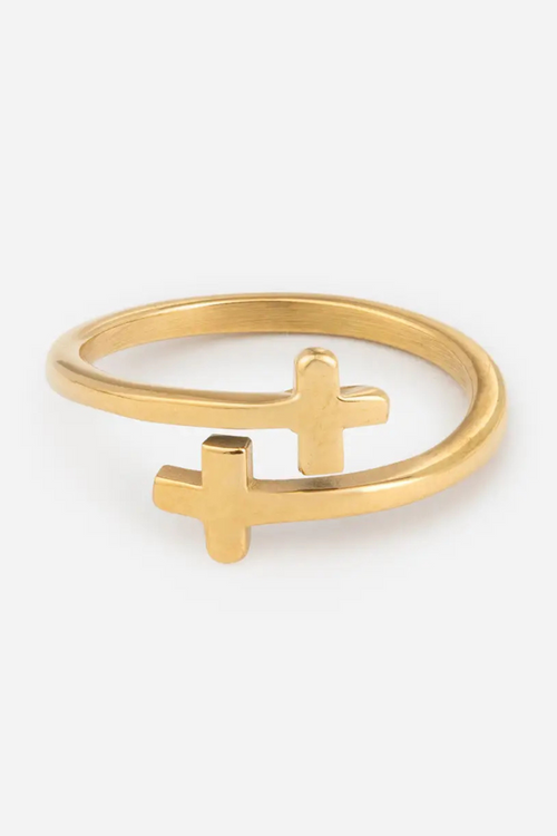 Gold Wrapped Cross Ring By Elevated Faith