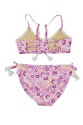 Purple Ditsy Floral Girls Crochet Two Piece Swimsuit