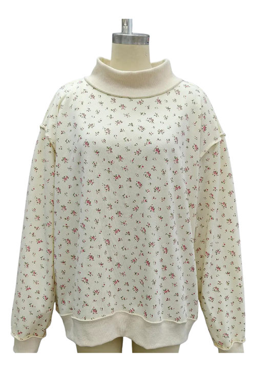 Floral Print Mock Neck