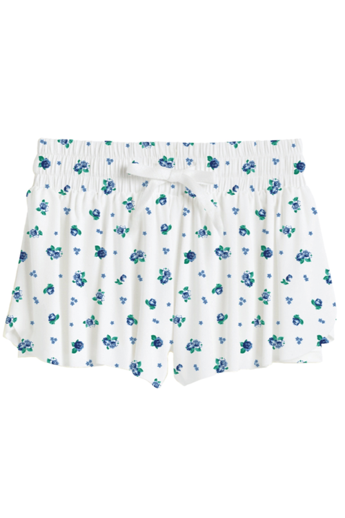 Blue Floral Butterfly Shorts by Suzette