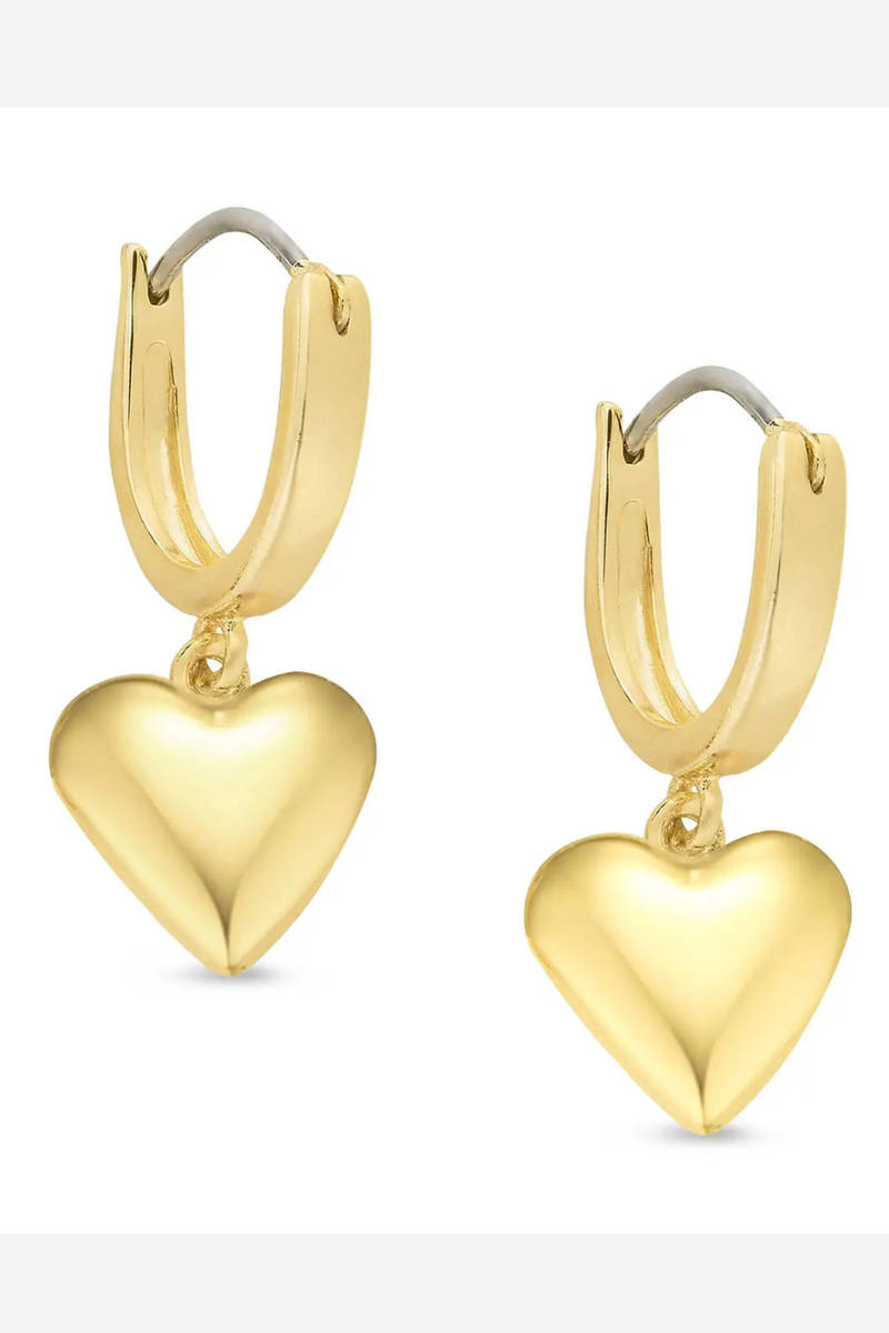 Gold Heart Drop Earrings by Lily Nily