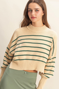 Striped Mock Neck Long Sleeve Sweater