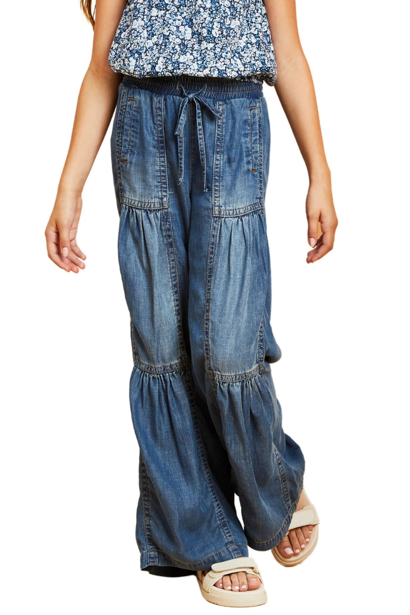 Drawstring Tiered Pull On Pant By Tractr