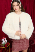 Faux Fur Open Front Jacket