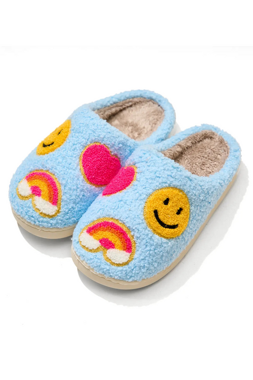 Kids Blue Fuzzy Slippers
