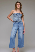 Nori Stretch Clean Crop Wide Leg Jean by HIDDEN