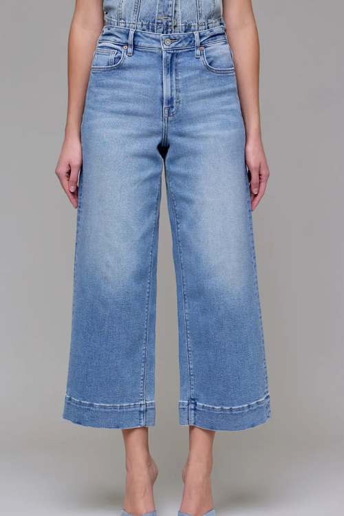 Nori Stretch Clean Crop Wide Leg Jean by HIDDEN