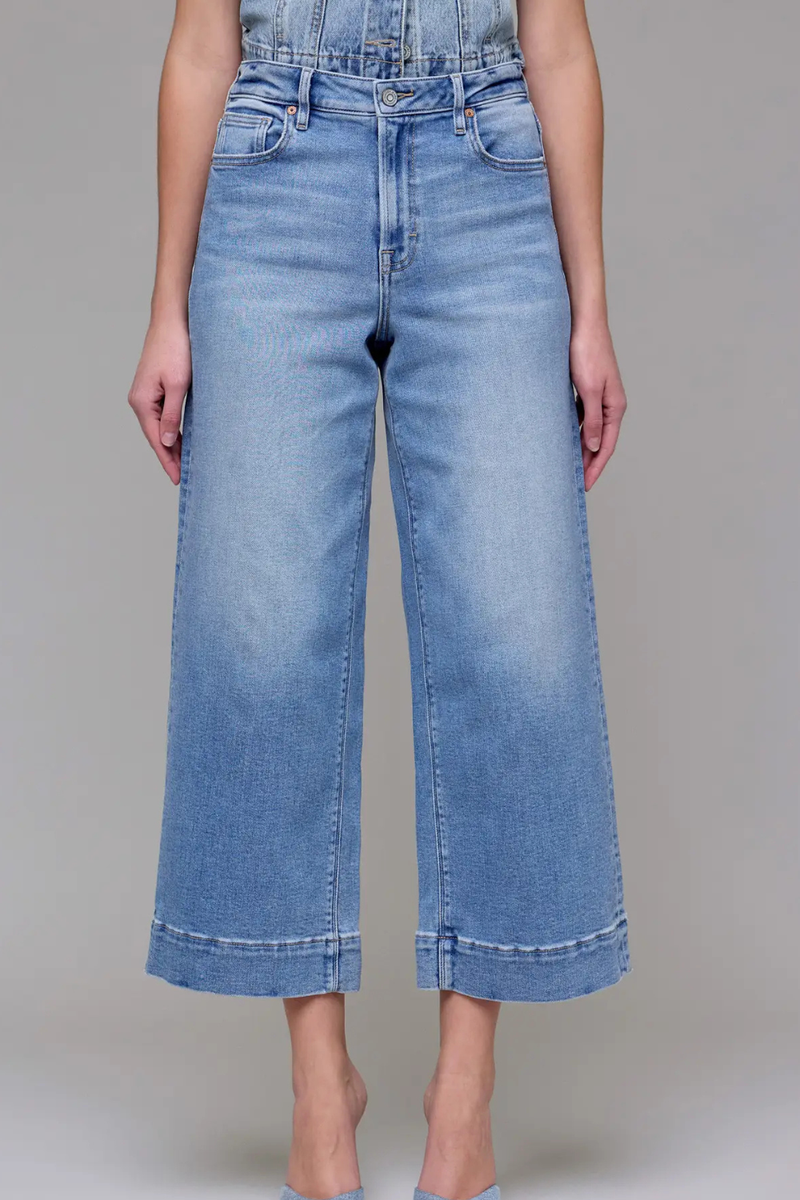 Nori Stretch Clean Crop Wide Leg Jean by HIDDEN