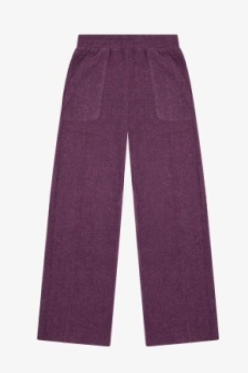 Hacci Jersey Wide Leg Pocket Pants  in Plum By TENLY