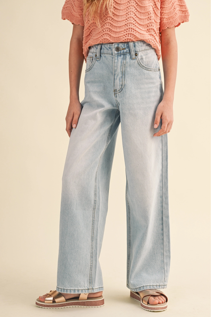 Girls Wide Leg Denim Pants