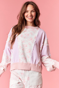 Floral Print Patchwork Pullover By Peach Love California