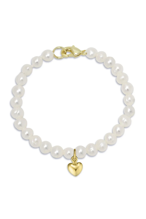 Freshwater Pearl Strand Bracelet with Heart Charm by Lily Lily