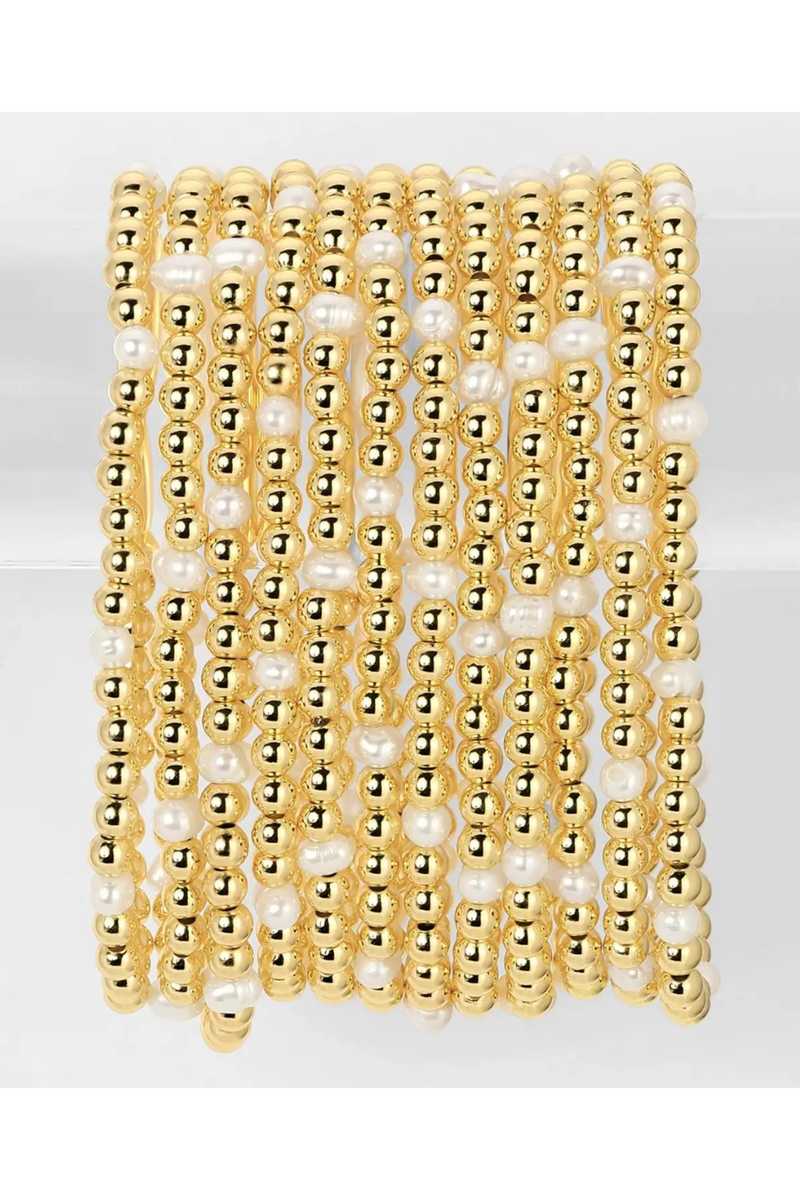 4mm Bead & Pearl Stretch Bracelet