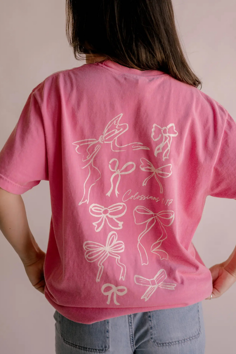 He Holds All Together In Pink Tee