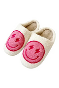 Cozy Plush Happy Face With Lighting Bolts Slippers