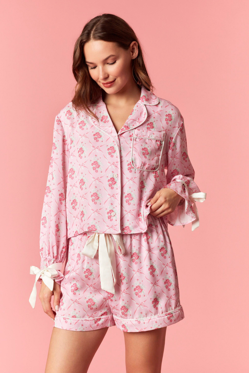 Satin Floral PJ Set By Peach Love California