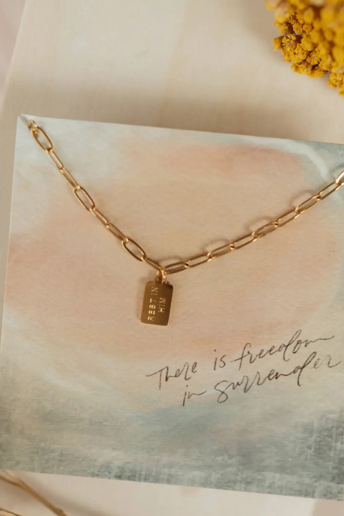 Rest In Him Mini Tag Necklace