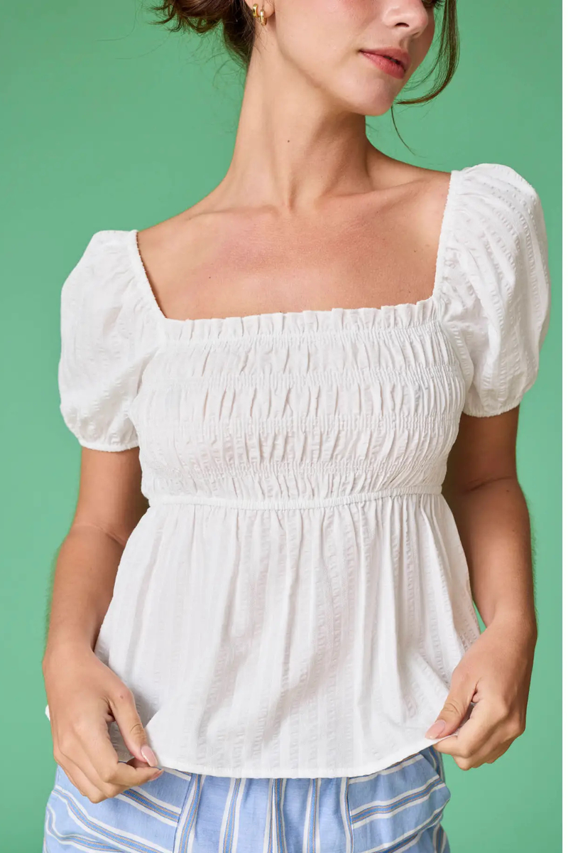 Sarah Smocked Stripe Top