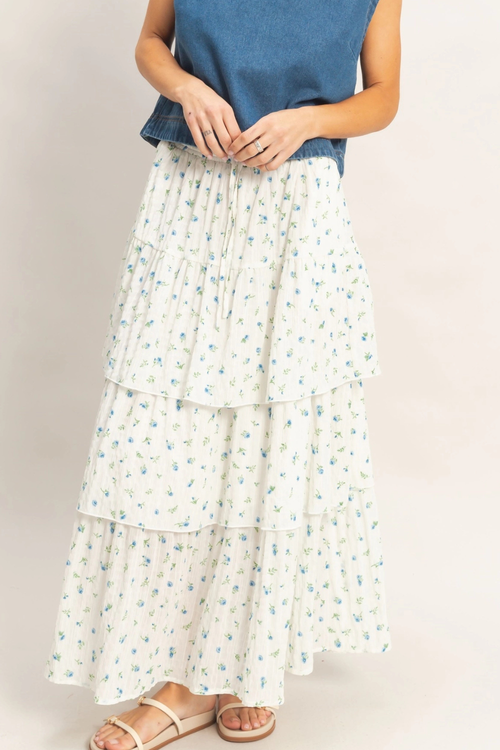 Anna Tiered Floral Print Skirt