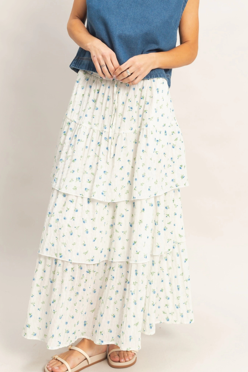 Anna Tiered Floral Print Skirt