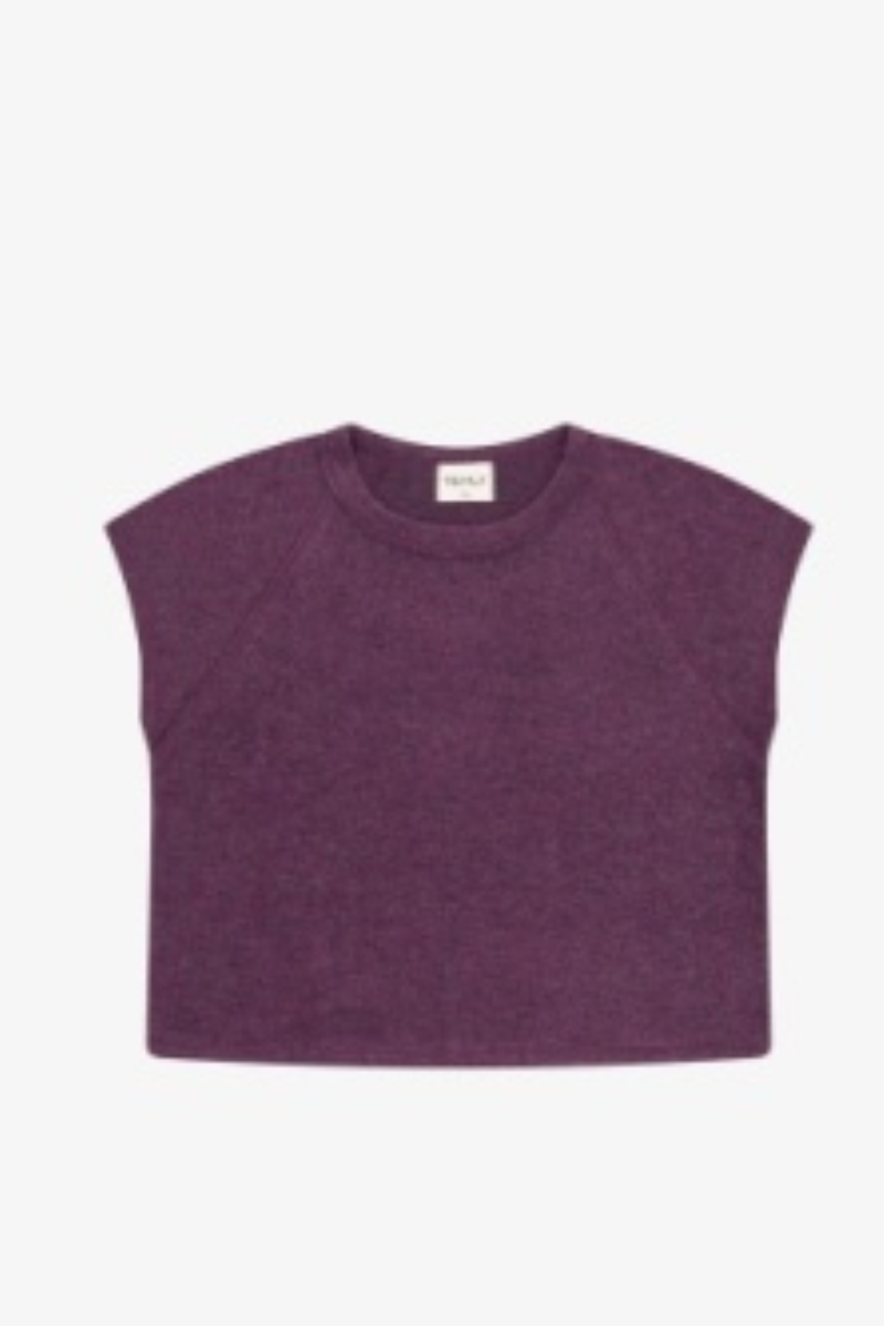 Hacci Jersey Sleeveless Ragland Tee in PLUM By TENLY