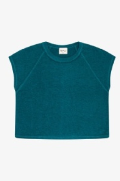Hacci Jersey Sleeveless Ragland Tee in TEAL By TENLY