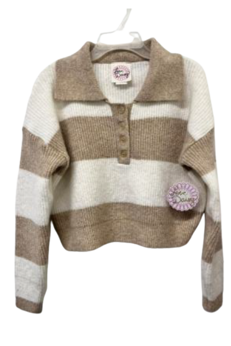 Addy Striped V-Neck Sweater By Love Daisy