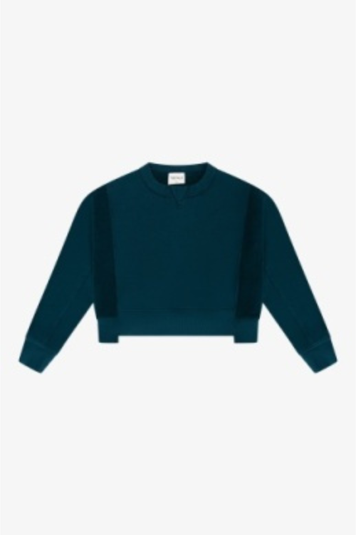 Cotton Fleece Reverse Sweatshirt In Teal By TENLY