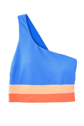 Vivid Blue Flat Rib One Shoulder Colorblock Top by Nani