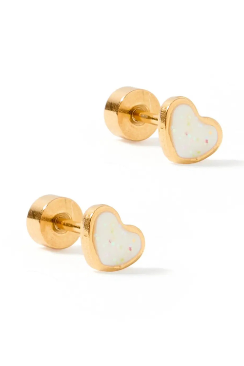 Nora Heart Stud in White by Linny Co