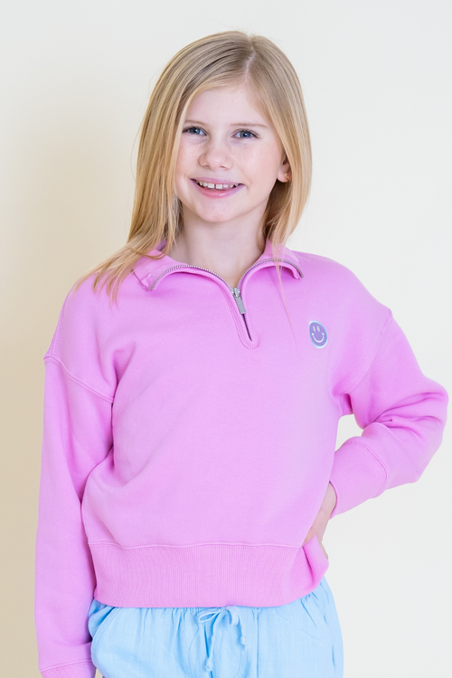 Smile Rose Quarter Zip Sweatshirt